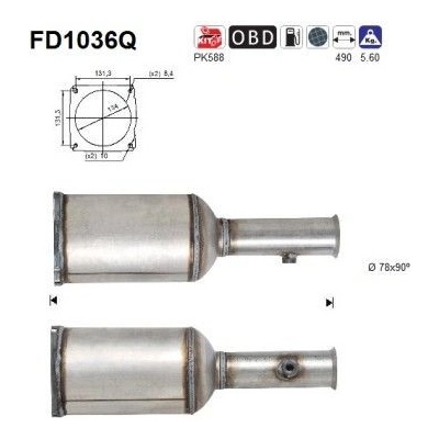 Filtr sazových částic, výfukový systém AS FD1036Q