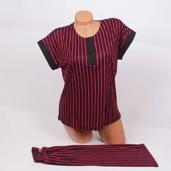 Image 1 of Дамска раирана пижама в черно и червено