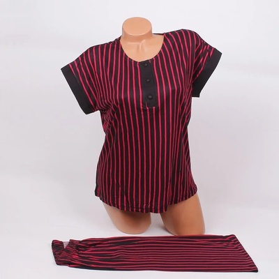 Дамска раирана пижама в черно и червено