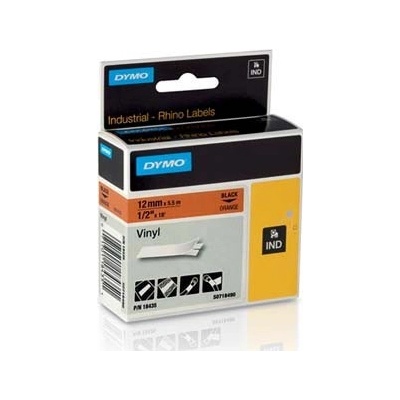 Dymo Rhino 18435, S0718490, 12mm x 5,5m čierna tlač / oranžový podklad, originálna páska