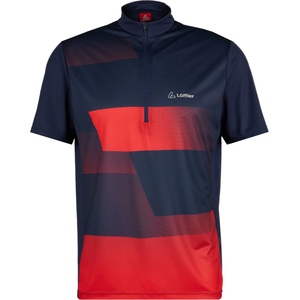 Löffler Мъжка фланелка с къс ръкав за колоездене Löffler Bike-Shirt Cycling jersey - Dark Blue / Red - размер 48 (EU) (056-2729-0112)