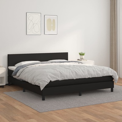 Petrashop 3141011 boxspring postel s matrací černá umělá kůže