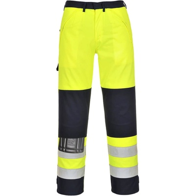 Portwest FR62 HI VIS MULTI NORM Nehorľavé reflexné nohavice Fluorescenčno žltá Námornícka modrá