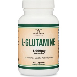 Double Wood Supplements Л-глутамин - за чревната бариера и здравето на мускулите, 500 mg, 120 капсули за 2 месеца прием (27293 DW)
