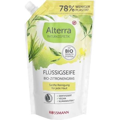 Alterra Naturkosmetik tekuté mýdlo na ruce citronová tráva náhradní náplň 500 ml
