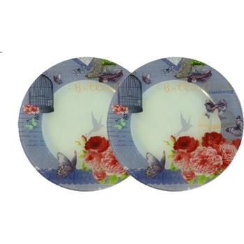 Чиния десертна 18СМ СТЪКЛО 6БР. РОЗИ (22-1094)