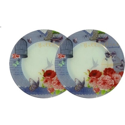 Чиния десертна 18СМ СТЪКЛО 6БР. РОЗИ (22-1094)