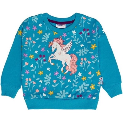 Winkiki Kids Wear Dívčí mikina Unicorn tyrkysová