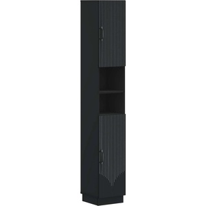 vidaXL Шкаф за баня с отворена рафт HOORN Черно 30 x 31 x 187 см (897256)
