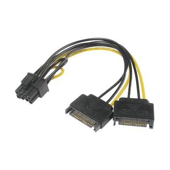 Akasa 2xSATA apa - 6+2pin PCIe anya adapter 15cm (AK-CBPW19-15) (AK-CBPW19-15) (AK-CBPW19-15) (AK-CBPW19-15)