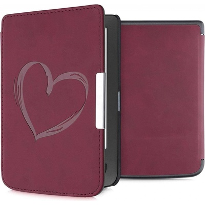KW Mobile Brushed Heart KW5574701 Púzdro pre Pocketbook 614/615/624/625/626 4063004313693 tmavo červené