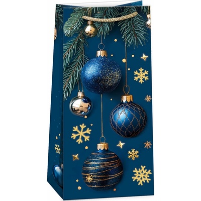 ARGUS Darčeková papierová taška (10 x 22 cm) - Modré vianočné gule 08030466