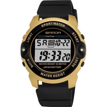 SANDA Детски дигитален часовник Sanda New Sport, Черен / Златист (SANDA-6003-BLACK-GOLD)