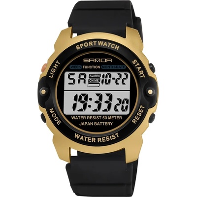 SANDA Детски дигитален часовник Sanda New Sport, Черен / Златист (SANDA-6003-BLACK-GOLD)
