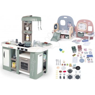 Smoby Set kuchynka elektronická s bublaním Tefal Studio Kitchen XL Bubble 360° a domček pre bábiku Baby Care s 5 miestnosťami