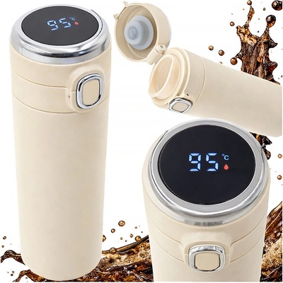 Verk Group termoska s náustkem 400 ml s displejem teploty béžová