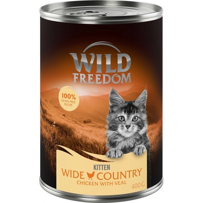 Wild Freedom Kitten Wide Country telecí a kuřecí 6 x 400 g