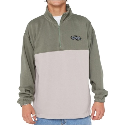 Rip Curl Мъжки пуловер Rip Curl Heritage Oval 1/4 Zip Crew Jumper - Cactus Green (017-3961-0113)