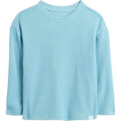 GAP V-LS Cozy Waffle Crew světle modrá