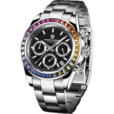 Мъжки часовник Pagani Design Scopic, Кварцов, Неръждаема стомана, Хронограф, Многоцветен / Черен (PD-1644-COLORF-BLACK)