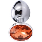 X Fun Метално дилдо Butt Plug "SILVER CRYSTAL ORANGE" 8 см. Размер-M