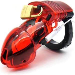 X Fun Bdsm Електро клетка за пенис "black jack red" 7 см