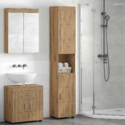 vidaXL Комплект шкафове за баня TULUM Дъб 37 x 31, 5 x 203 см (880360)