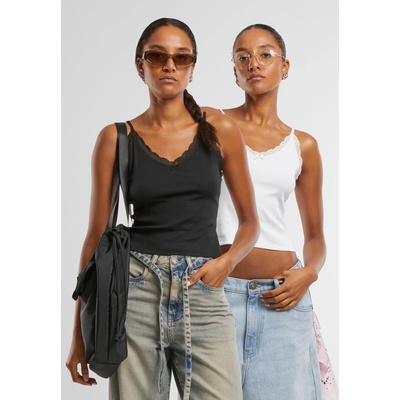 Urban Classics 2 Броя Дамски Потници Ladies V-Neck Lace Top 2-Pack black+offwhite XXLUB-TB7514A-20671 - Камуфлаж, размер 3XL