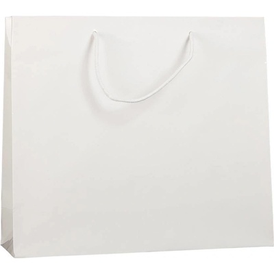 MANKA Darčeková papierová taška laminovaná 38x13x31cm, bavlnená šnúrka, biela