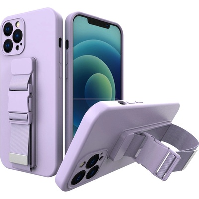 HQWear Кейс от TPU материал с каишка Rope case за Apple iPhone 12 Pro Max, Лилав (9145576217979)