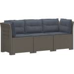 vidaXL Пейка за градина с Cushions във вид на ратан ПП Светлосиво (3443849)