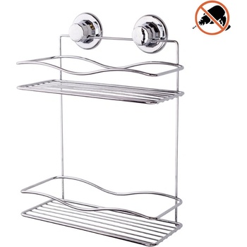 TEKNO TEL Правоъгълна етажерка за баня и кухня tekno-tel dm 042, 2 нива, Вакуум, Сребрист (7774150030)