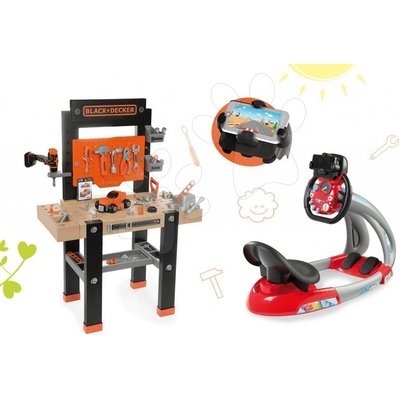 Smoby Set pracovná dielňa Black & Decker s vŕtačkou a elektronický trenažér V8 Driver