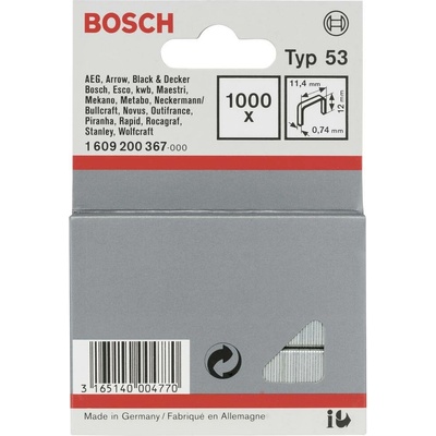 svorky 1000 ks Bosch Accessories 1609200367 Rozmery (d x š) 12 mm x 6 mm