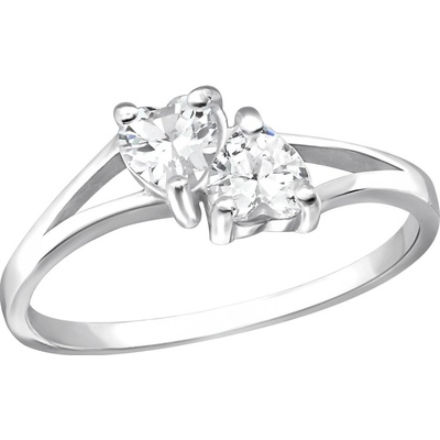 all4Silver Strieborný prsťeň Dvojité srdce M23482 A4S