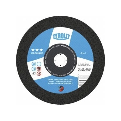 TYROLIT řezný kotouč rovný Premium*** 125 x 2.5 mm, 2 v 1 | Dílna - Outdoor Nářadí, ruční nářadí, elektrické pomůcky, ochranné pomůcky Broušení a řezání Brusné a řezací příslušenství