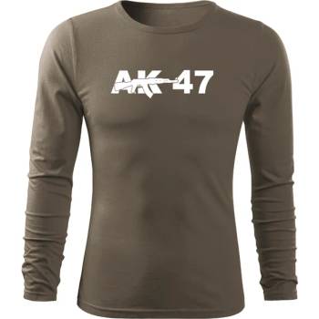 DRAGOWA fit-t Тениска с дълъг ръкав ak47, маслиненозелена, 160 г/м2 (4534)