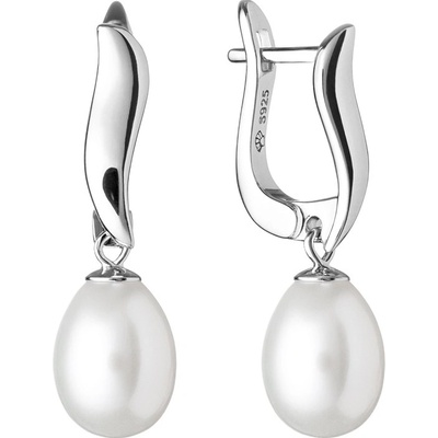 Gaura Pearls stříbrné náušnice s řiční bílou perlou Anna SK20201EL/W Bílá
