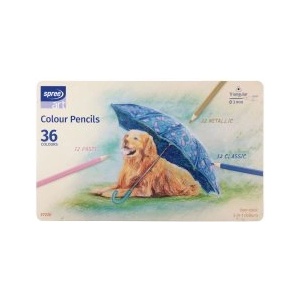 Spree Art Цветни и металикови моливи в метална кутия 36 цвята