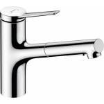Hansgrohe Едноръкохватков кухненски смесител Hansgrohe Zesis M33 с издърпващ се душ, гланциран хром (74803000)