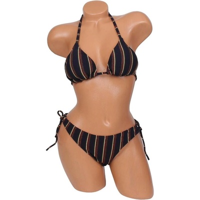 Дамски бански в тъмносиньо с раиран десен и ламе