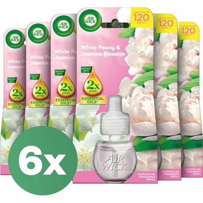 Air Wick Náplň do elektrického osviežovača vzduchu Biela pivonka a jazmín 6 x 19 ml