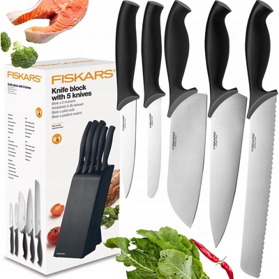 FISKARS CONTROL 1073023 Sada 5 kuchyňských nožů v černém bloku
