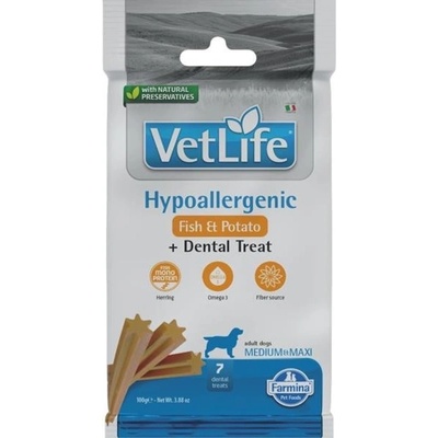 Pet Foods Farmina Vet Life Dog Dental Snack Hypoallergenic Fish Adult Medium & Maxi 100 g