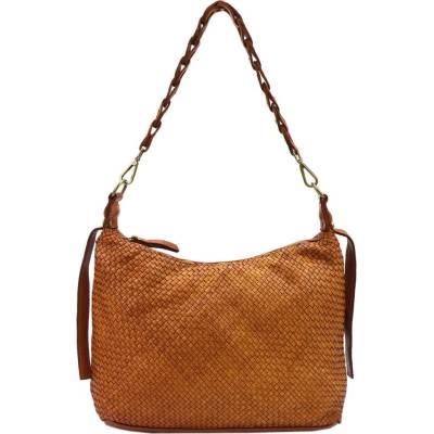 Dámska kožená kabelka cez rameno VS 025 koňakovohnedej farby 38 x 30 x 12 cm