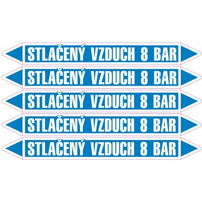 Grafiko | Stlačený vzduch 6 bar - dle ČSN 13 0072 - Materiál fólie s ochrannou laminací, Rozměr aršík 5ks šipka 242x26mm