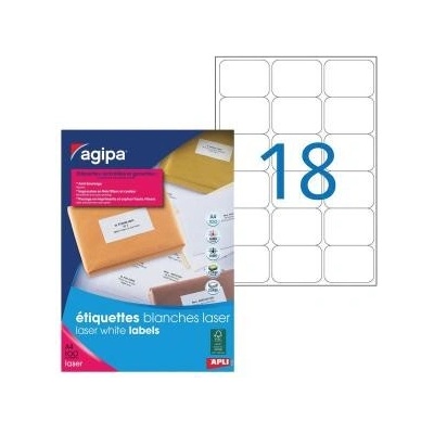 Etikety laser 63,5x46,6mm Agipa A4 100 hárkov