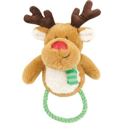 Happy Pet Products plyš vánoční Ronny sob s provazem 38 cm