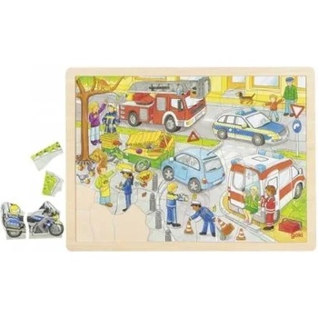 Image 1 of Goki - Дървен пъзел в рамка - Полиция (57429_1)