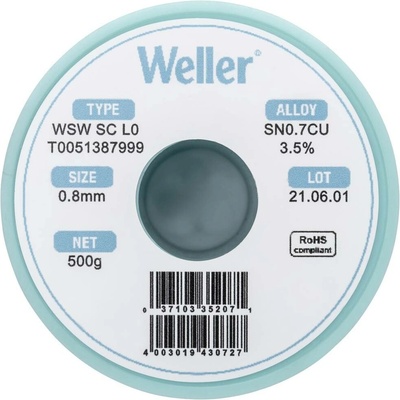Weller WSW SC L0 bezolovnatý pájecí cín cívka Sn0,7Cu 500 g 0.8 mm